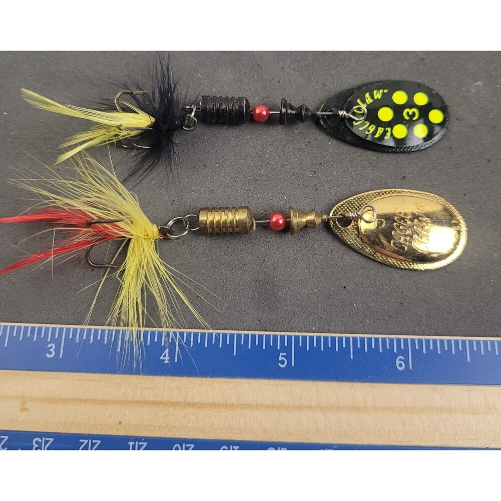 Vintage Eagle Claw Spinner Rigs - Yellow & Black & Gold Lot of 2 Fishing Lures